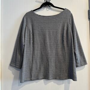 Talbots Polka Dot Top Black White Back Button Slit 3/4 Sleeve Sz 1X Women's